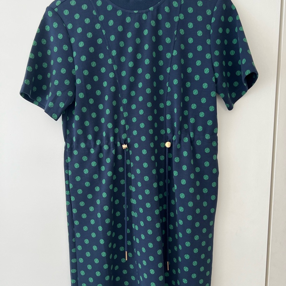 Navy Dress with Green Polka Dots